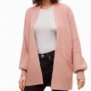 Aritzia Wilfred Darcey Medium Open Cardigan Merino Wool Light Pink/Beige WARM